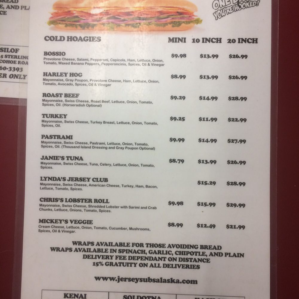 Jersey Subs - Cold Sub Selection - Sandwiches Near Me - Kenai, Alaska Jersey Subs - Cold Sub Selection - Sandwiches Near Me - Kenai, Alaska