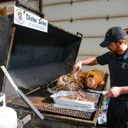 Divine Swine Catering - Carving another Divine Swine!