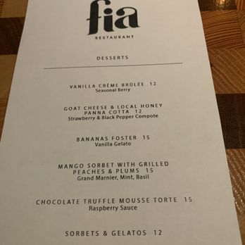 Fia Restaurant - Dessert menu - New American Near Me - Atlanta, Georgia Fia Restaurant - Dessert menu - New American Near Me - Atlanta, Georgia