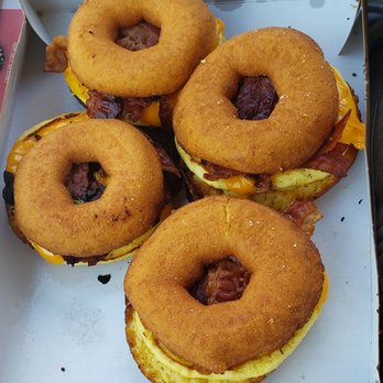 Duck Donuts - Omg breakfast Dount Sandwiches they do Bacon egg n cheese or Sausage Egg n Cheese nice n warm cut little things . - Donuts Near Me - Daytona Beach, Florida Duck Donuts - Omg breakfast Dount Sandwiches they do Bacon egg n cheese or Sausage Egg n Cheese nice n warm cut little things . - Donuts Near Me - Daytona Beach, Florida