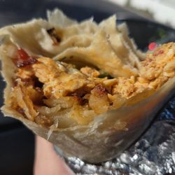 The Lucky Greek - Chorizo Breakfast Burrito with everything.