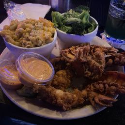 Fried Lobster tail ... seafood Mac and cheese and broccoli DELICIOUS Fried Lobster tail ... seafood Mac and cheese and broccoli DELICIOUS