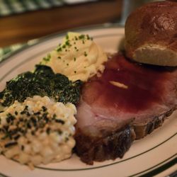 The Prime Rib Club - Slow Roasted Prime Rib, Potato Puree, Creamed Spinach, Hurricane Corn, Shokupan, Horseradish, & Au Jus