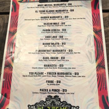 El Techo - Brunch menu drinks - Tapas Bars Near Me - Washington, DC, District of Columbia