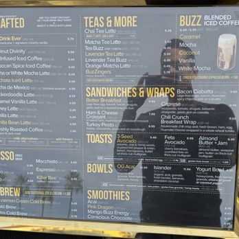 Better Buzz Coffee - Fullerton - Simplified menu with no mention of what's in drinks. Would be great if they mentioned allergens in here. - Coffee & Tea Near Me - Fullerton, California Better Buzz Coffee - Fullerton - Simplified menu with no mention of what's in drinks. Would be great if they mentioned allergens in here. - Coffee & Tea Near Me - Fullerton, California