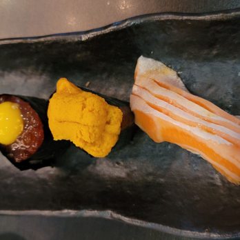 Edoko Sushi & Robata - Ikura w/quail egg, uni, fatty salmon - Sushi Bars Near Me - Richardson, Texas Edoko Sushi & Robata - Ikura w/quail egg, uni, fatty salmon - Sushi Bars Near Me - Richardson, Texas