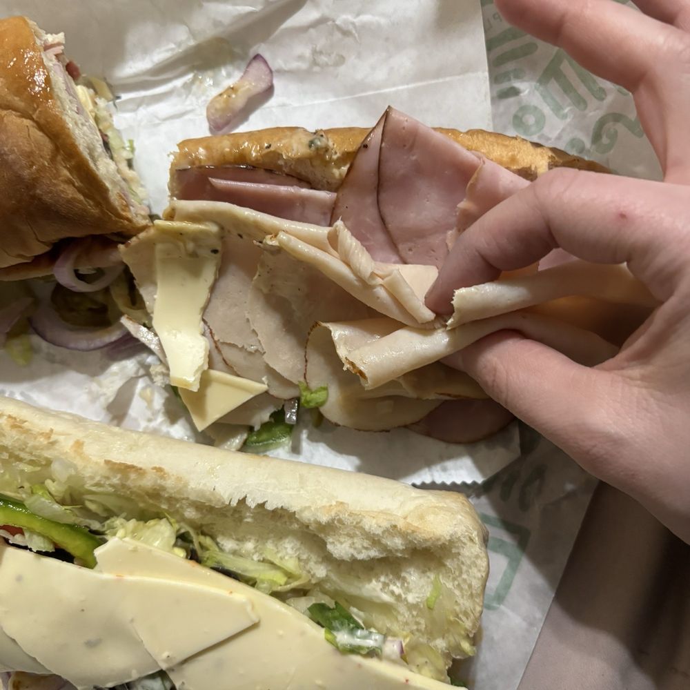 Subway Restaurants - I've worked at Subway for 7 years, it's 12 turkey,12 ham, 6 bacon, and double cheese on the American club footlong. - Sandwiches Near Me - Albion, Michigan Subway Restaurants - I've worked at Subway for 7 years, it's 12 turkey,12 ham, 6 bacon, and double cheese on the American club footlong. - Sandwiches Near Me - Albion, Michigan