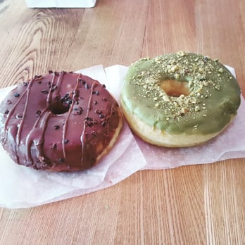 Dottie's Donuts - Maca chocolate cacao and matcha pistachio - Cafes Near Me - Philadelphia, Pennsylvania