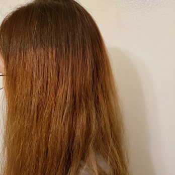 Ashley Hair Studio - you can see the unnatural line where the color starts - Hair Stylists Near Me - Fullerton, California