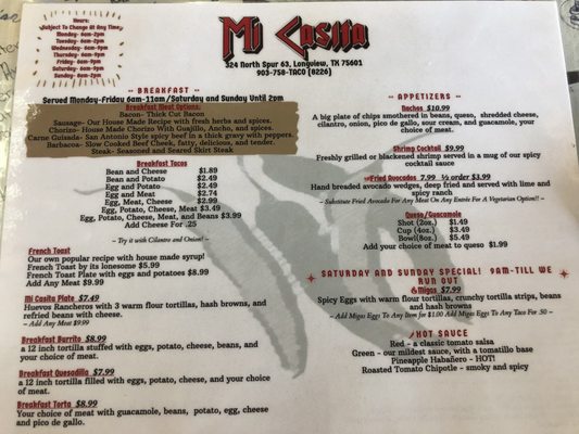 Menu photo 4 Mi Casita Longview, TX