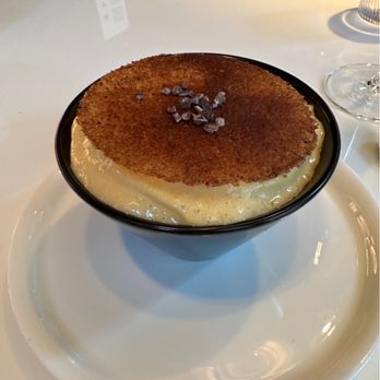 Le Jardinier - Layers of cake, iced zabayon, salted caramel foam, burnt sugar top - French Near Me - Miami, Florida