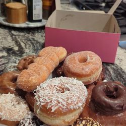 Dozen dry hard donuts