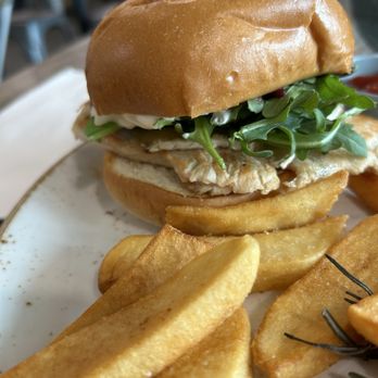 The Aussie Grind - Chicken and breeze sandwich with fries - Cafes Near Me - Frisco, Texas The Aussie Grind - Chicken and breeze sandwich with fries - Cafes Near Me - Frisco, Texas