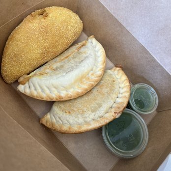 Cafe Guarani - Deep-Fried Beef Mandioca (Yucca), BBQ Pulled Pork empanada, chicken empanada - Cafes Near Me - Pacific Grove, California