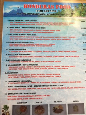 Menu photo 6 Honduras Food Galveston, TX