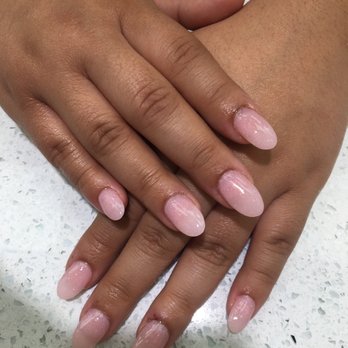 Vina Nails - Dip acrylic nails - almond soft glittery pink - Hair Removal Near Me - Los Angeles, California