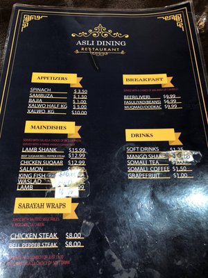Menu photo 2 Asli Dining Ottawa, ON