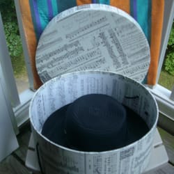 TJ Maxx - My new hat box with a string handle for carrying.