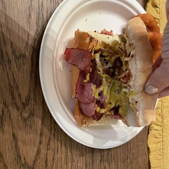 Bowinkle Drive Thru - Inside of the sandwich-- made right with Swiss, mustard and pickles. - Fast Food Near Me - Rancho Cordova, California Bowinkle Drive Thru - Inside of the sandwich-- made right with Swiss, mustard and pickles. - Fast Food Near Me - Rancho Cordova, California