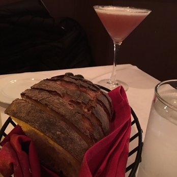 Café Red - Rustic and Crusty Bread to accompany your Eggplant Caponata. Oh and a French Martini in the background. - Italian Near Me - Kings Park, New York