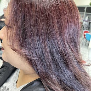 CT Best Haircuts - Burgundy highlight - Hair Salons Near Me - Concord, California