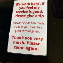 Diamond Chair Massage - Counter note .