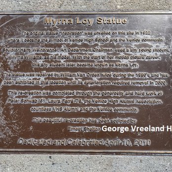 Venice High School - Myrna Loy statue at Venice High School in Venice, California.
Photo by, George Vreeland Hill - Middle Schools & High Schools Near Me - Los Angeles, California Venice High School - Myrna Loy statue at Venice High School in Venice, California.
Photo by, George Vreeland Hill - Middle Schools & High Schools Near Me - Los Angeles, California