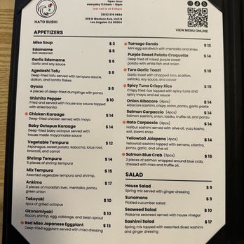 Hato Sushi - February 2025 Menu - Sushi Bars Near Me - Los Angeles, California