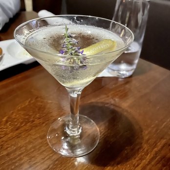 FERRO - Vesper cocktail...very much like a martini.  Gin, vodka, lillet, lemon and lavender. - Pizza Near Me - Idyllwild, California