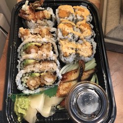 Spicy salmon and shrimp tempura roll.so yummy.