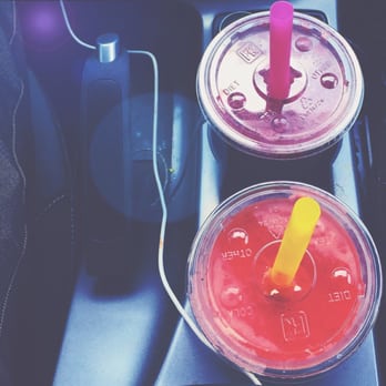 Boba Latte - Blueberry Slush w/ Mango Jelly  Strawberry-Kiwi Slush w/ Mango Jelly - Coffee & Tea Near Me - Richardson, Texas