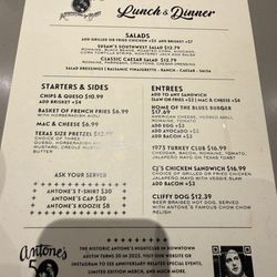 Antone's - Food menu