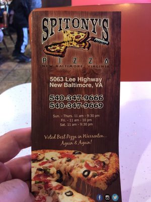 Menu photo 2 Spitony's Pizza New Baltimore, VA Menu photo 2 Spitony's Pizza New Baltimore, VA