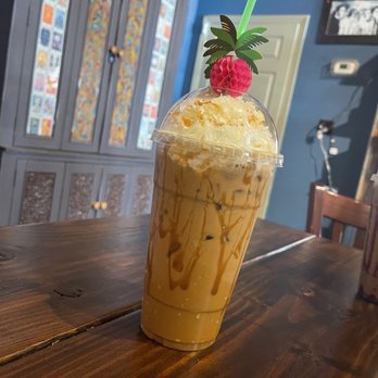Soul Brew - Bellmore - Caramel latte with coconut flakes - Coffee & Tea Near Me - Bellmore, New York Soul Brew - Bellmore - Caramel latte with coconut flakes - Coffee & Tea Near Me - Bellmore, New York