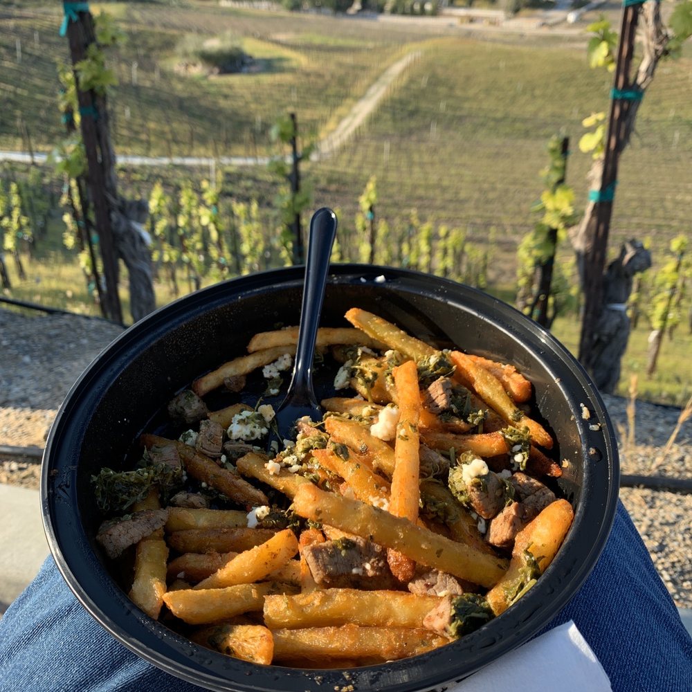 Oak Mountain Winery - This picture doesn't give justice to this amazing plate, Chimichurri Steak Fries - Wineries Near Me - Temecula, California Oak Mountain Winery - This picture doesn't give justice to this amazing plate, Chimichurri Steak Fries - Wineries Near Me - Temecula, California