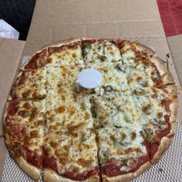 Thin Crust Cheese Pizza (12") half cheese half jalapeño