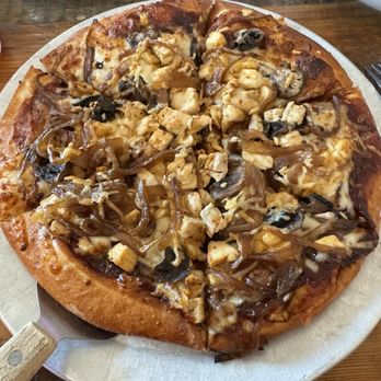 Rock & Brews - The Colony - Create your own pizza: BBQ, chicken, caramelized onions, & mushrooms! Amazing!! - New American Near Me - The Colony, Texas Rock & Brews - The Colony - Create your own pizza: BBQ, chicken, caramelized onions, & mushrooms! Amazing!! - New American Near Me - The Colony, Texas