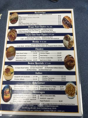 Menu photo 1 Bridge Diner New Cumberland, PA