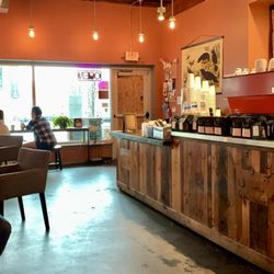 Crows Coffee South Plaza - View from a small table towards front and the order counter from the side