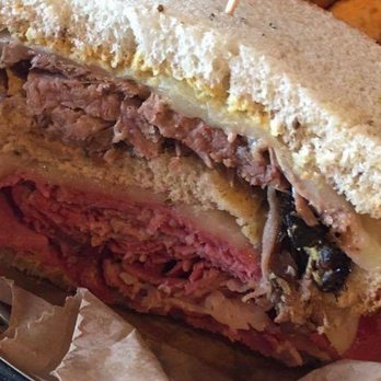 Deli-ish - Oppel's Favorite - Corned Beef, Roast Brisket, Provolone, Deli Mustard on 3 Pieces of Rye - Delis Near Me - Dundalk, Maryland Deli-ish - Oppel's Favorite - Corned Beef, Roast Brisket, Provolone, Deli Mustard on 3 Pieces of Rye - Delis Near Me - Dundalk, Maryland