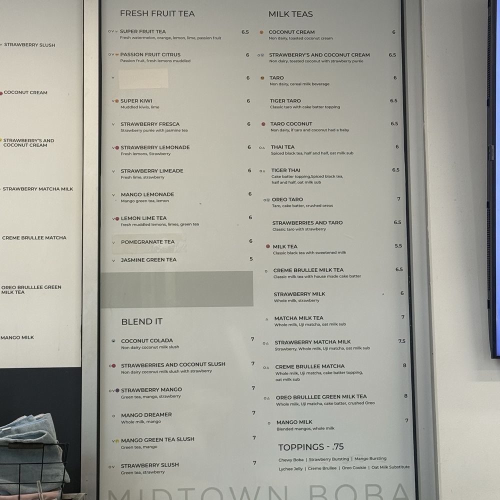 Midtown Boba - Menu - Bubble Tea Near Me - Tampa, Florida