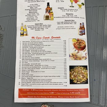 Mi Casa Mexican Restaurant - Menu - Mexican Near Me - Jackson, Alabama