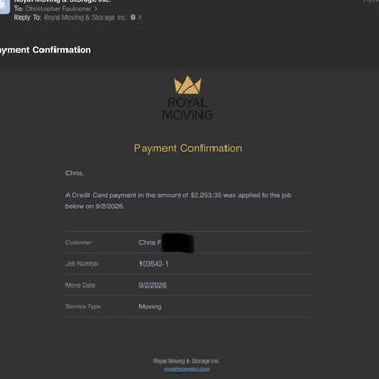 Royal Moving & Storage - Royal charged my card $2,253.35 after being told not to, including a $204.85 tip added without my knowledge or approval. - Movers Near Me - San Francisco, California
