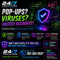 24/7 Computer Repair - We remove viruses, malware, pop-ups, and threats, clean your PC, protect your data, and get your computer running fast and safe again today.