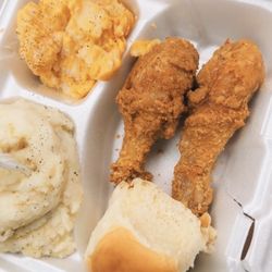 Chester Road Exxon - 5.99 plate cheesy potatoes chicken legs mashed potato's and roll