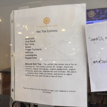 AndySunflower Café - Menu - Coffee & Tea Near Me - Chicago, Illinois