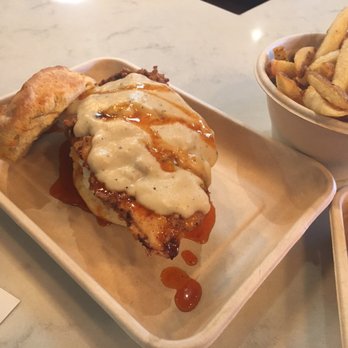 Burnt Crumbs - The fried chicken biscuit sandwich.. so good!!!! - New American Near Me - Irvine, California
