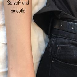 Full arm sugaring. Skin is left smooth, irritation and hair free