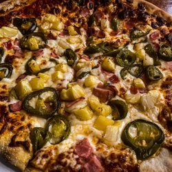 Safari Miles - Pizza with jalapeños, pinnacle and ham.