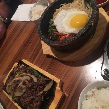 Kim's Korean BBQ Restaurant - Bulgogi (left) and dol sot bibimbap (right) - Korean Near Me - Jacksonville, Florida